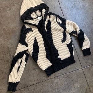 Saint Laurent Paris Beautiful Mohair /Alpaca / Wool Baja Knit Cardigan Hoodie
